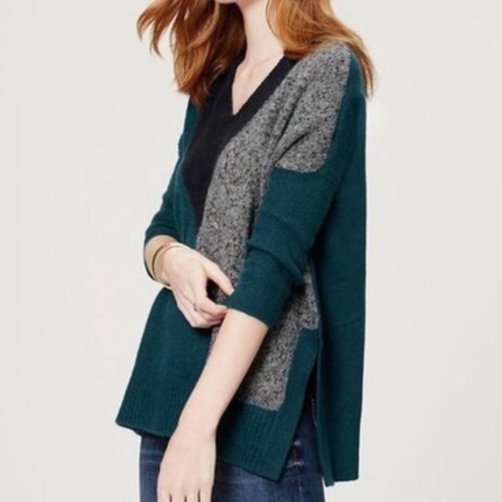 3. Ann Taylor Loft Multicolor Color Block Green Grey Black Sweater